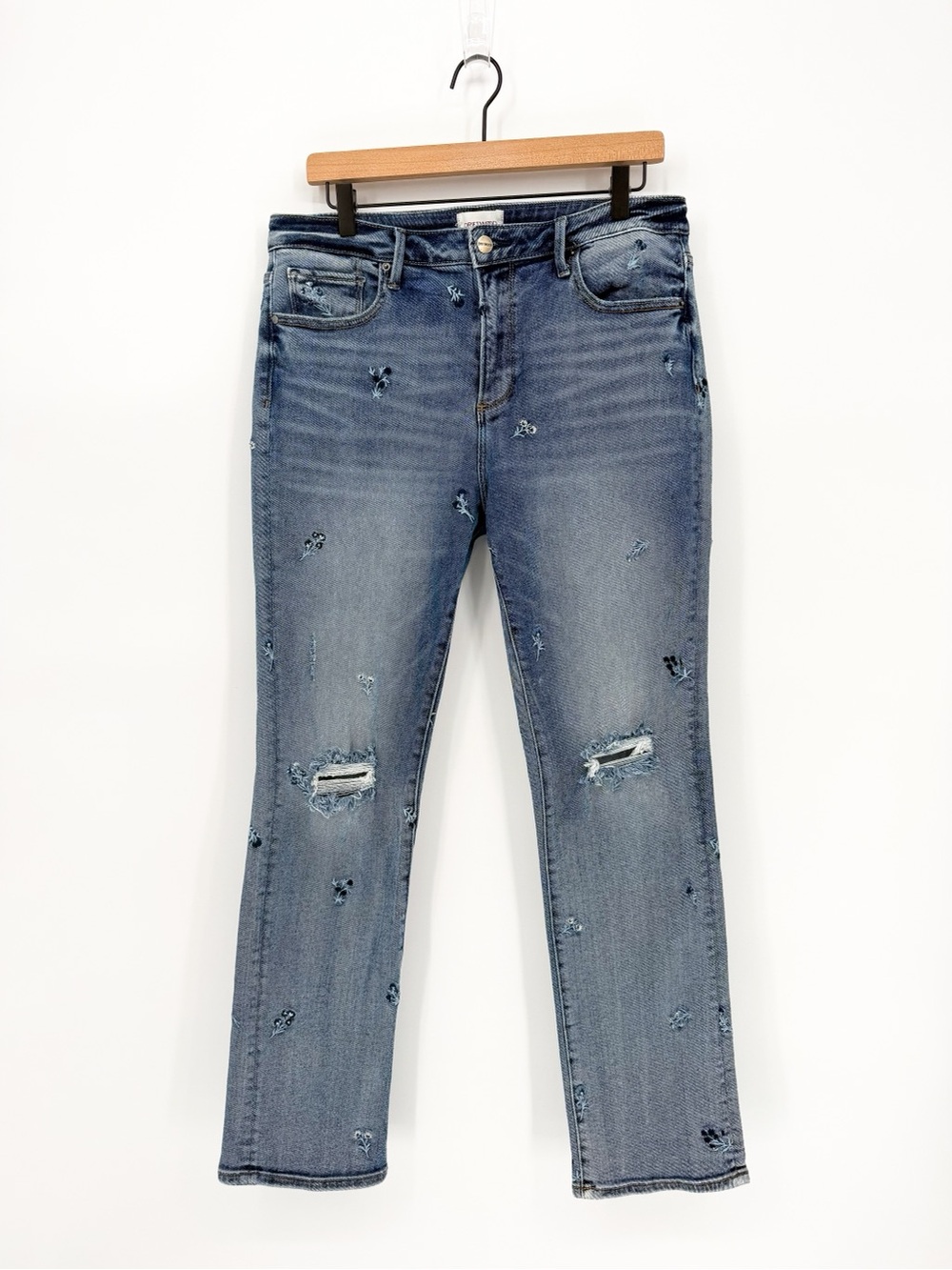 Driftwood Audrey High Rise Embroidered Jeans Size 31